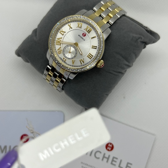 Michele Gold/Silver Harbor 2 Tones Dial Mww28a000002 Watch NWT - Picture 11 of 15